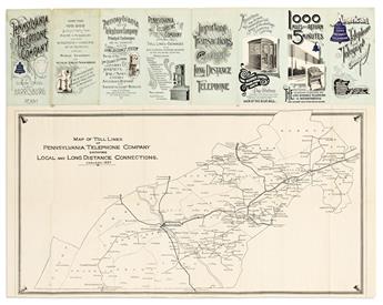 (LONG-DISTANCE TELEPHONE.) J. Hart Nutley; for AT&T. Early advertisement pamphlet with two large maps of network connections.